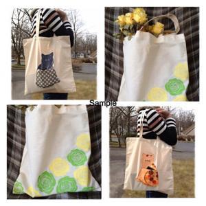 Set Of 5 Cotton Canvas Natural Color Tote, Custom..