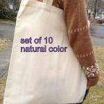 Set Of 10 Cotton Canvas Natural Color Tote, Custom..