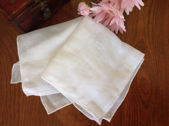 Home-made Item. (set Of 6) Wedding White Handkerchief, 100% Cotton Handkerchief, White Cotton Rolled Hem Handkerchief , Wedding Hanky, Blank